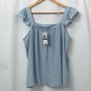 Women’s Michael Michael Kors Ruffle Sleeveless Blue Blouse Size 4 NEW WITH TAGS